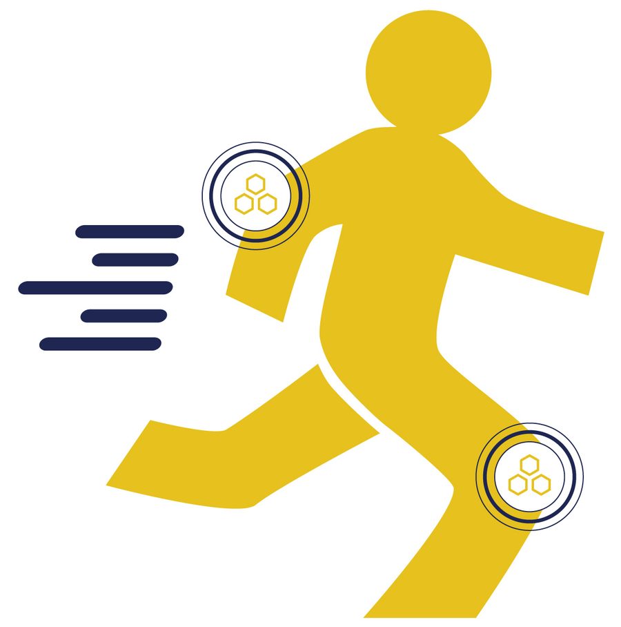 Illustration highlighting skeletal health and bone support for active aging.